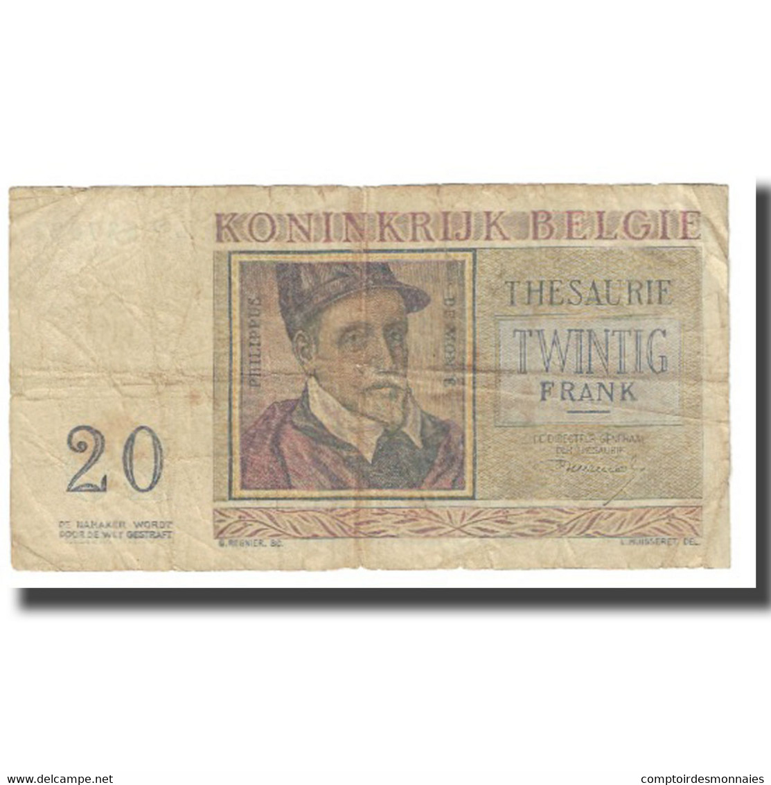 Billet, Belgique, 20 Francs, 1956, 1956-04-03, KM:132a, TB - Autres & Non Classés