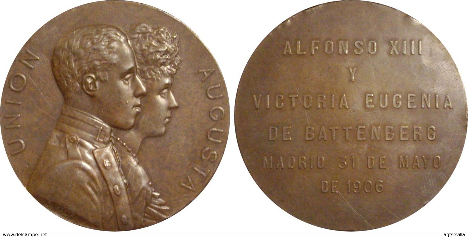 ESPAÑA. ALFONSO XIII. MEDALLA BODA DE ALFONSO XIII Y VICTORIA EUGENIA DE BATTENBERG. 1.906. ESPAGNE. SPAIN MEDAL - Monarquía/ Nobleza