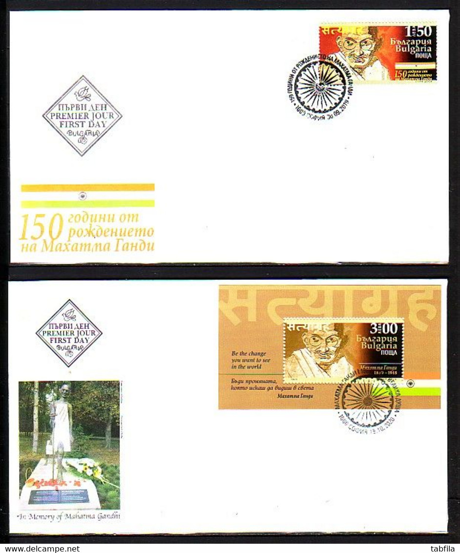 BULGARIA - 2019/2020 -  FAMOUS PEOPLE 150th Birth Anniv. Of MAHATMA GANDHI - 2 FDCs - Neufs