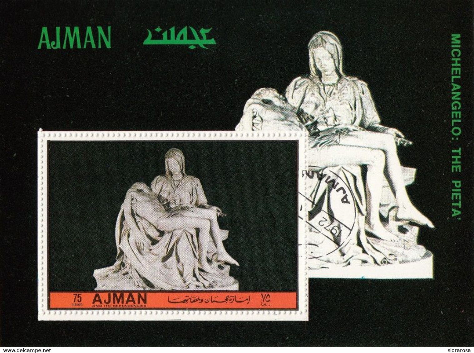 Bf. 510A Ajman 1972 " Pietà Vaticana' " Scultura In Marmo Di Michelangelo Buonarotti Sheet Perf. - Escultura