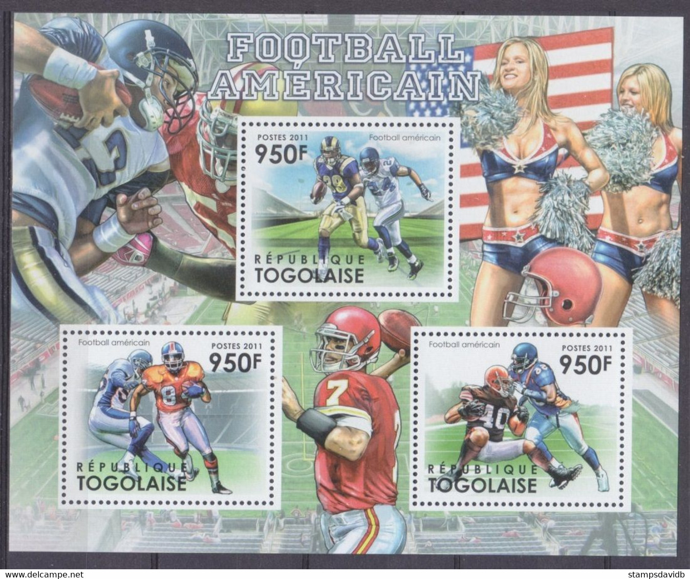 2012	Togo	4361-4363KL	American Football	11,00 € - Coupe D'Amérique Du Sud Des Nations