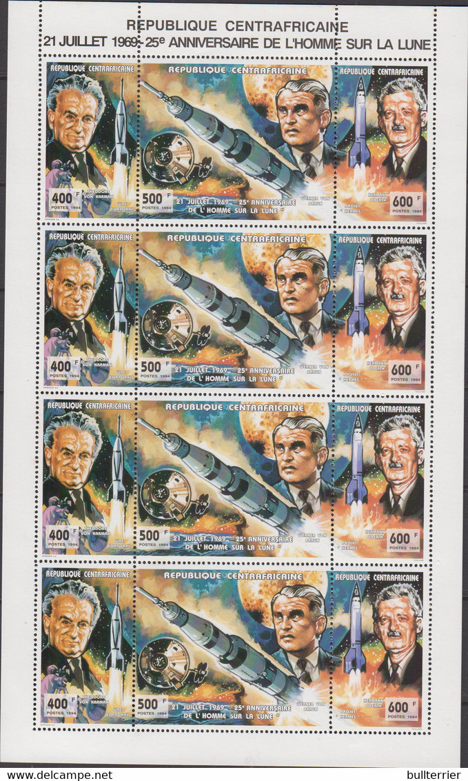 SPACE - CENTRAL AFRICAN REP -1994 - MOON LAND  SPACE SHEETLETS OF 12 X 2 DIFFERENT MNH , CATALOGUES  48 EUROS - Africa