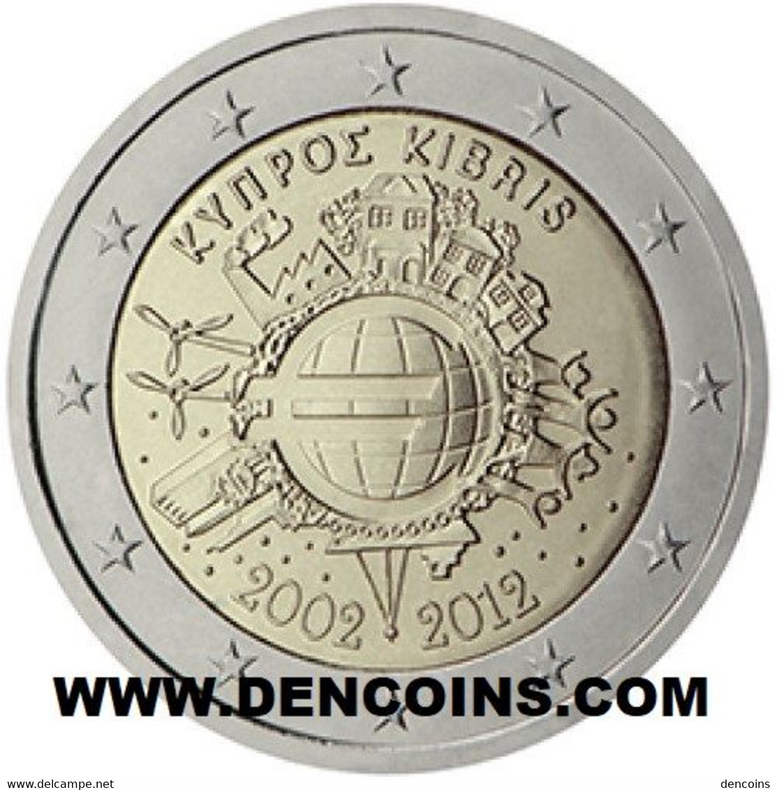 2 Euro CHIPRE 2012 10 Aniversario TYE - CYPRUS - NUEVA - SIN CIRCULAR - NEW 2€ - Chypre