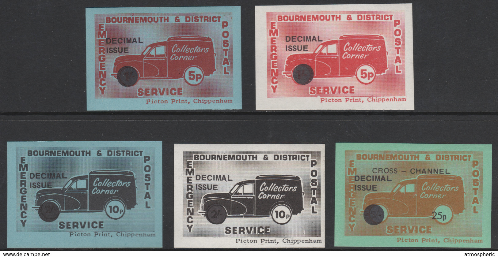 Cinderella - Great Britain 1971 Emergency Postal Service 'Collectors Corner Morris Van'  Set Of 5 For Decimal Currency U - Cinderellas