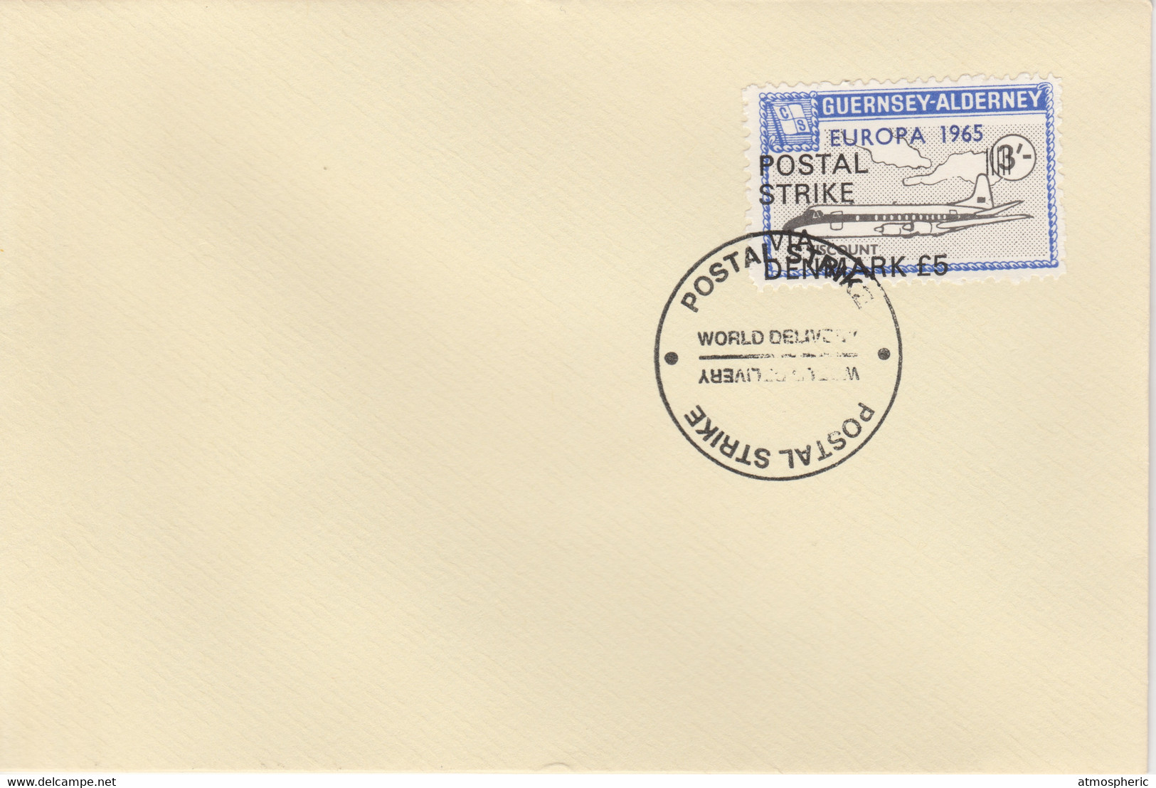 Guernsey - Alderney 1971 Postal Strike Cover To Denmark Bearing Viscount 3s Overprinted Europa 1965 - Unclassified