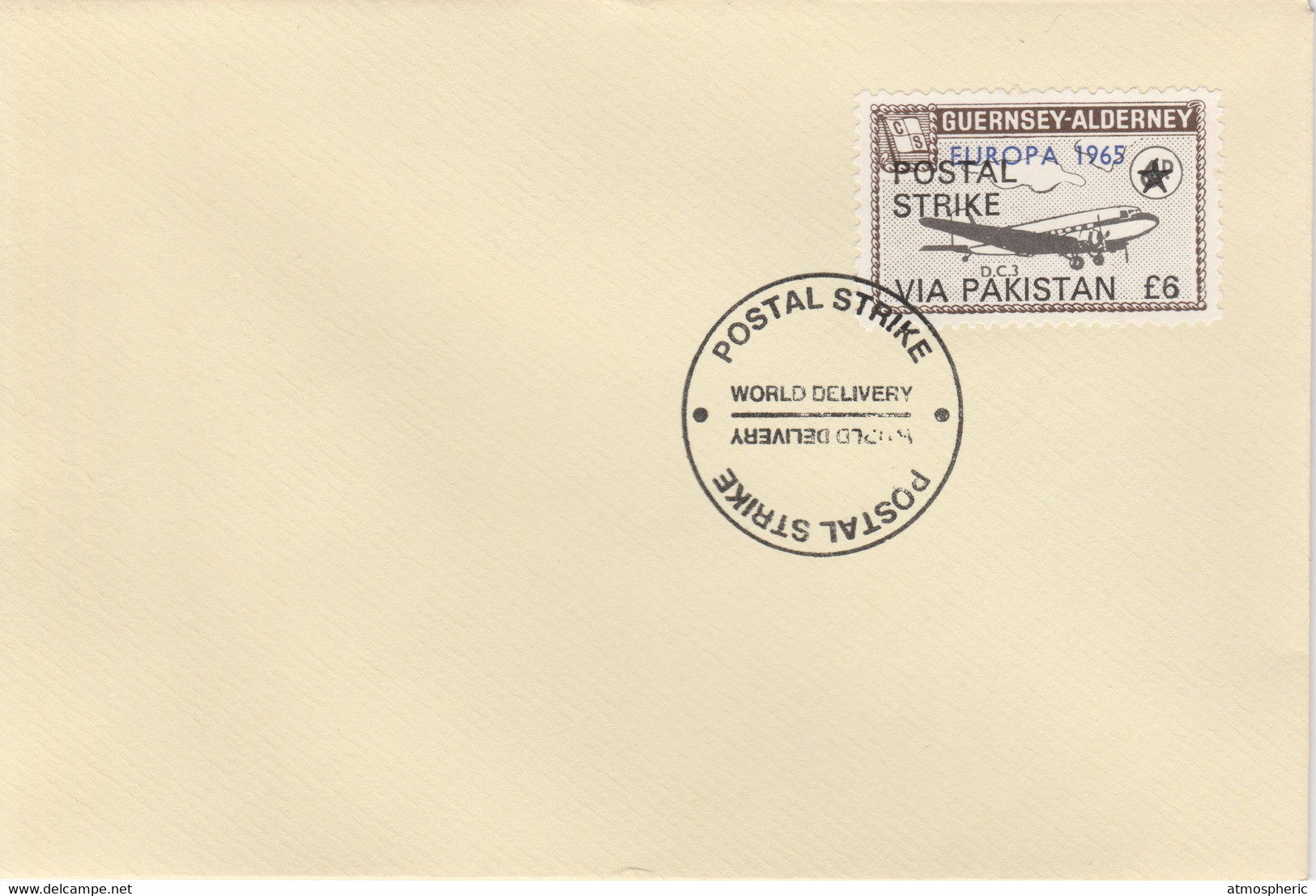 Guernsey - Alderney 1971 Postal Strike Cover To Pakistan Bearing DC-3 6d Overprinted Europa 1965 - Sin Clasificación