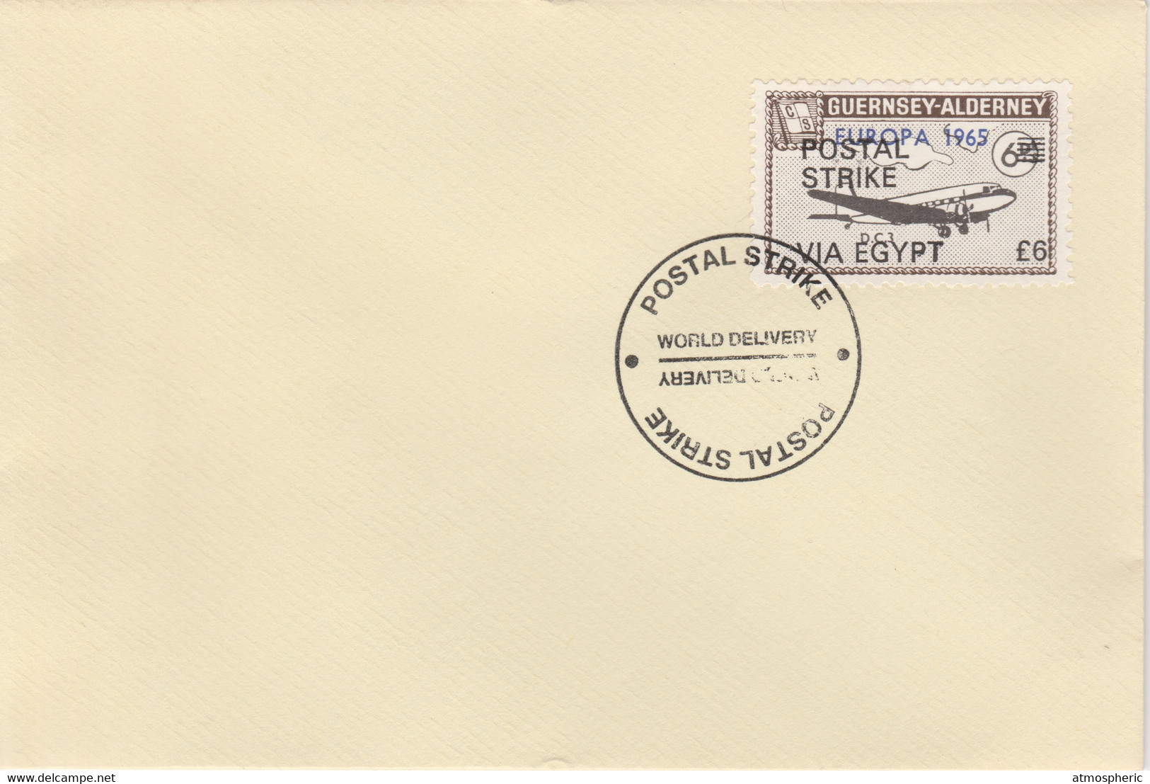 Guernsey - Alderney 1971 Postal Strike Cover To Egypt Bearing DC-3 6d Overprinted Europa 1965 - Non Classificati