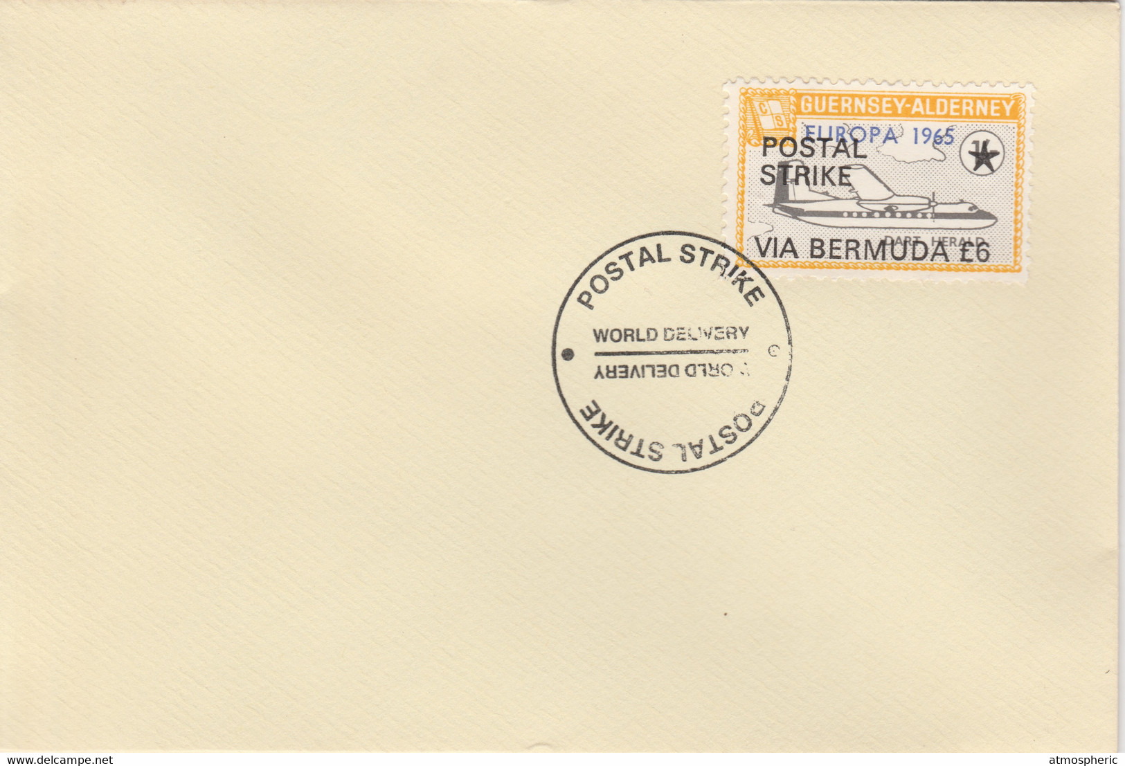 Guernsey - Alderney 1971 Postal Strike Cover To Bermuda Bearing Dart Herald 1s Overprinted Europa 1965 - Non Classés