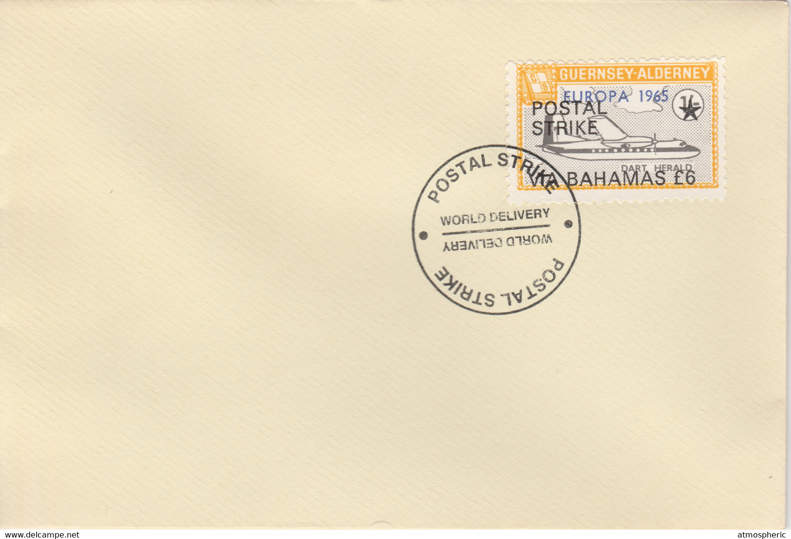 Guernsey - Alderney 1971 Postal Strike Cover To Bahamas Bearing Dart Herald 1s Overprinted Europa 1965 - Unclassified