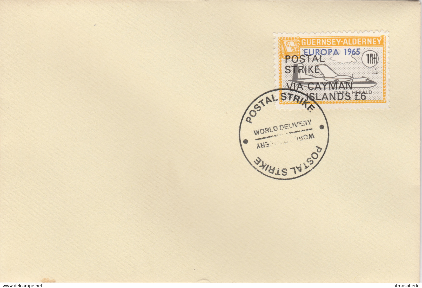 Guernsey - Alderney 1971 Postal Strike Cover To Cayman Islands Bearing Dart Herald 1s Overprinted Europa 1965 - Unclassified