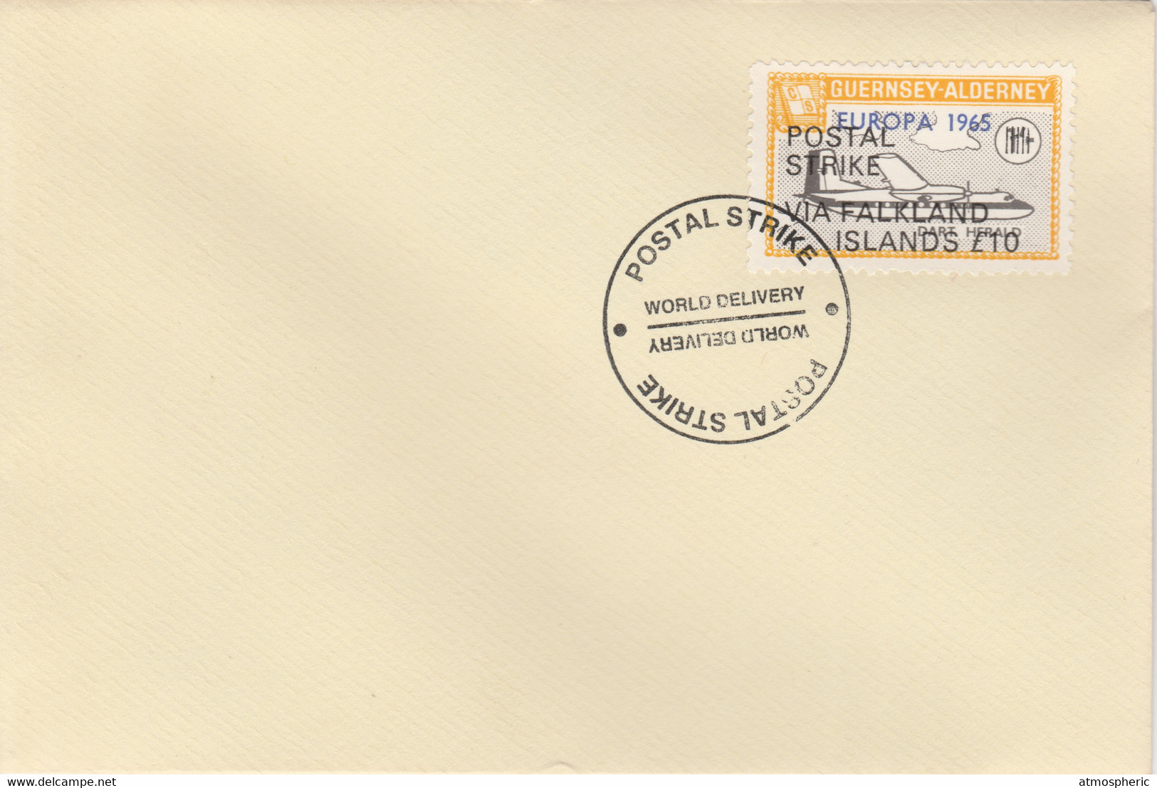 Guernsey - Alderney 1971 Postal Strike Cover To Falkland Islands Bearing Dart Herald 1s Overprinted Europa 1965 Postmark - Zonder Classificatie