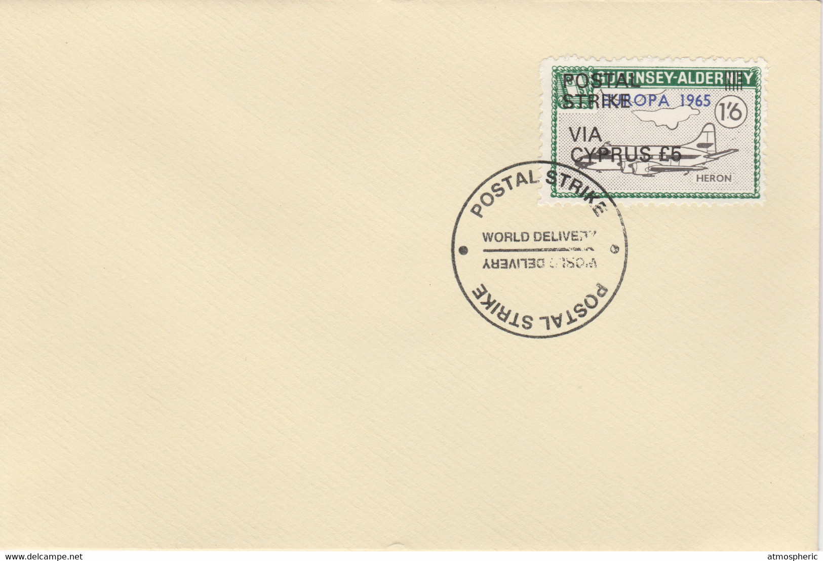 Guernsey - Alderney 1971 Postal Strike Cover To Cyprus Bearing Heron 1s6d Overprinted Europa 1965 - Unclassified