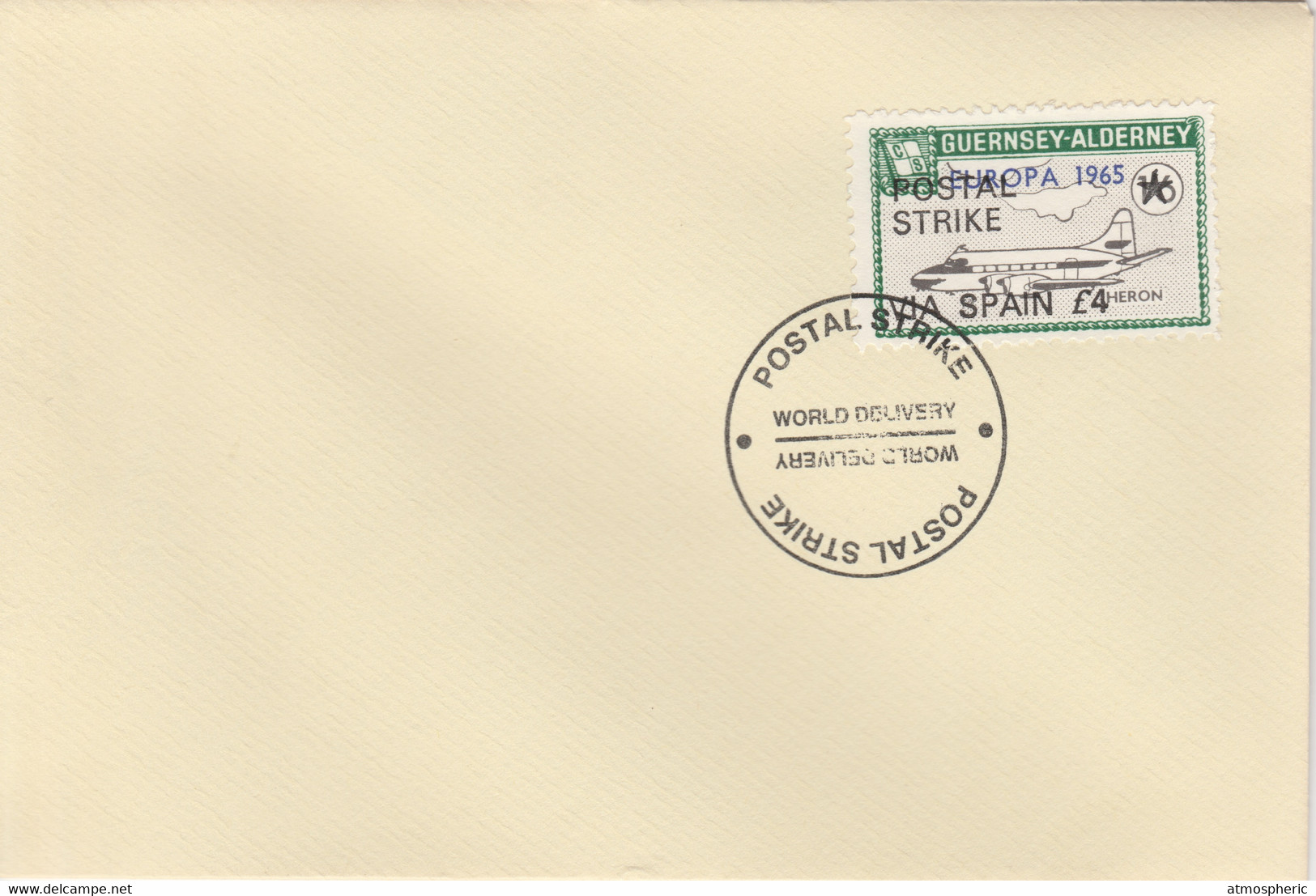 Guernsey - Alderney 1971 Postal Strike Cover To Spain Bearing Heron 1s6d Overprinted Europa 1965 - Non Classificati