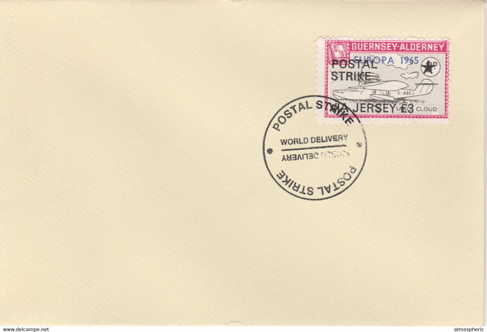 Guernsey - Alderney 1971 Postal Strike Cover To Jersey Bearing Flying Boat Saro Cloud 3d Overprinted Europa 1965 - Non Classés