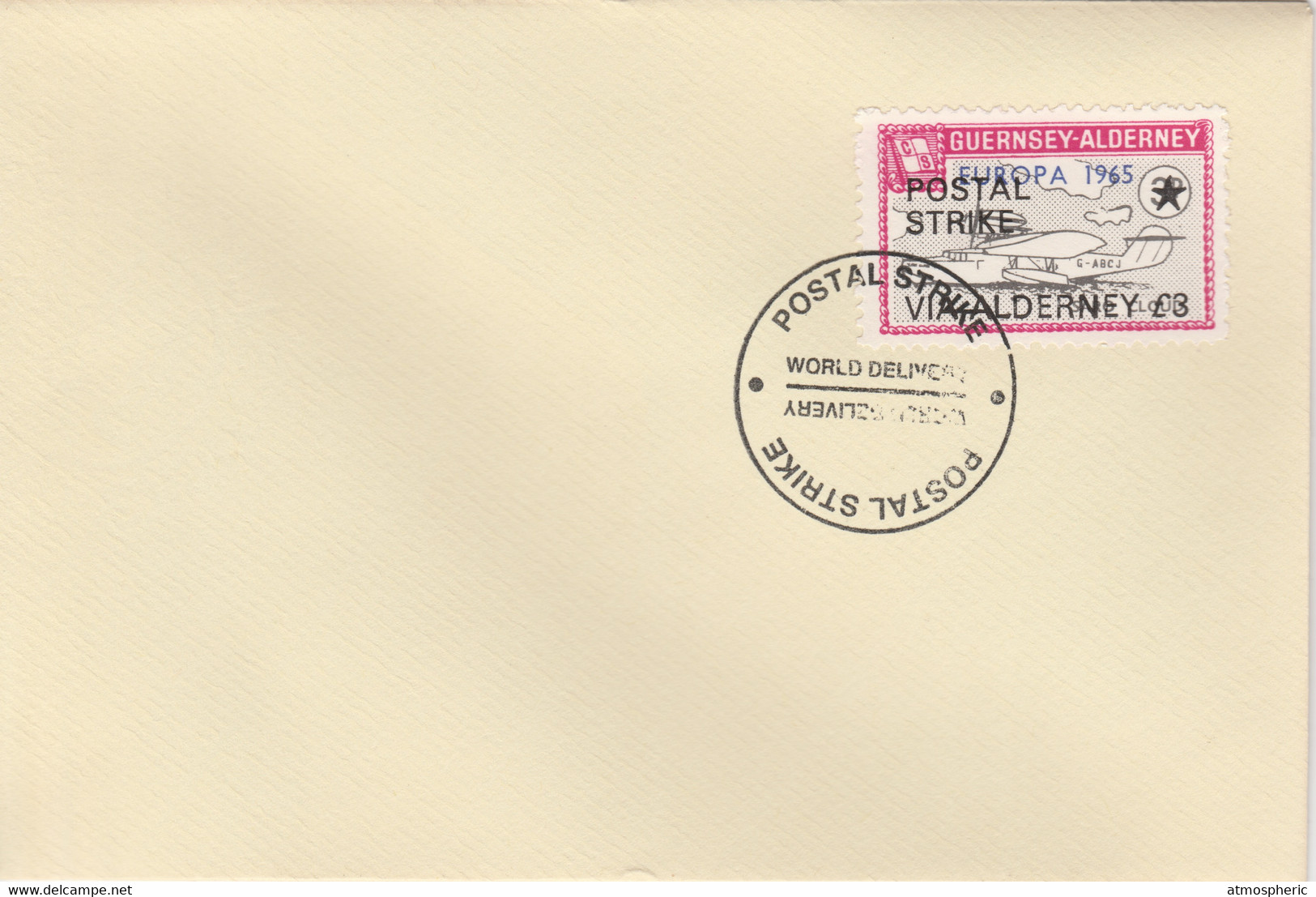 Guernsey - Alderney 1971 Postal Strike Cover To Alderney Bearing Flying Boat Saro Cloud 3d Overprinted Europa 1965 - Ohne Zuordnung