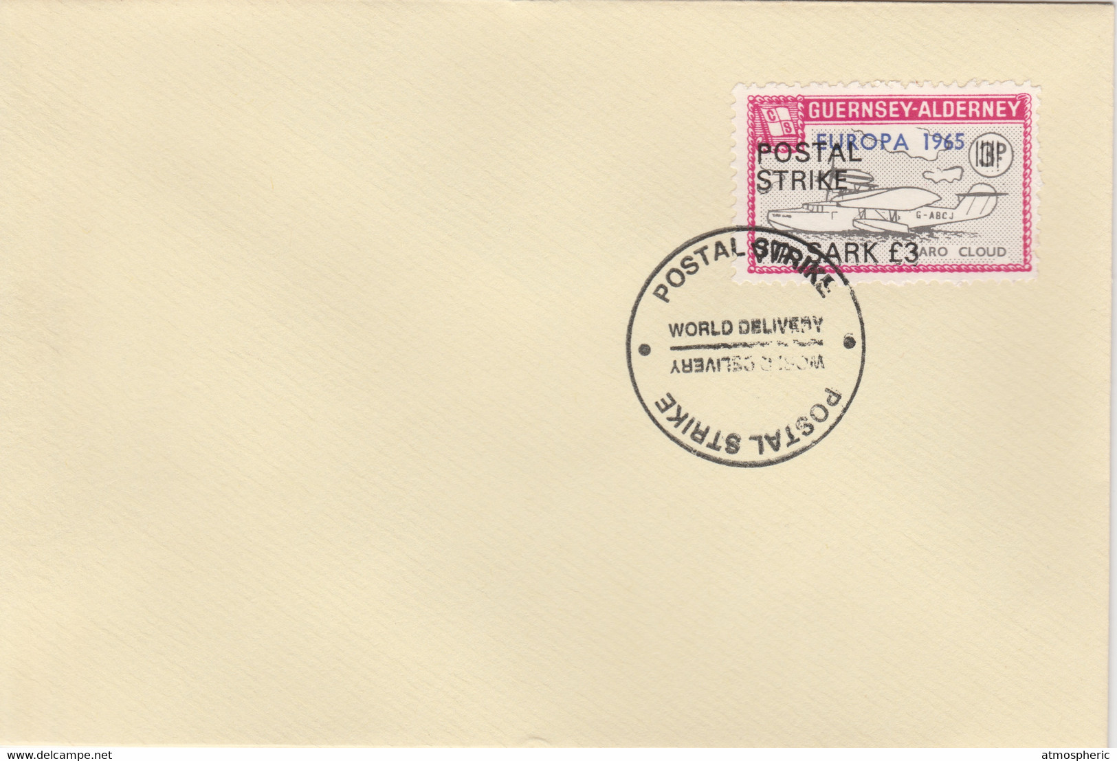 Guernsey - Alderney 1971 Postal Strike Cover To Sark Bearing Flying Boat Saro Cloud 3d Overprinted Europa 1965 - Unclassified