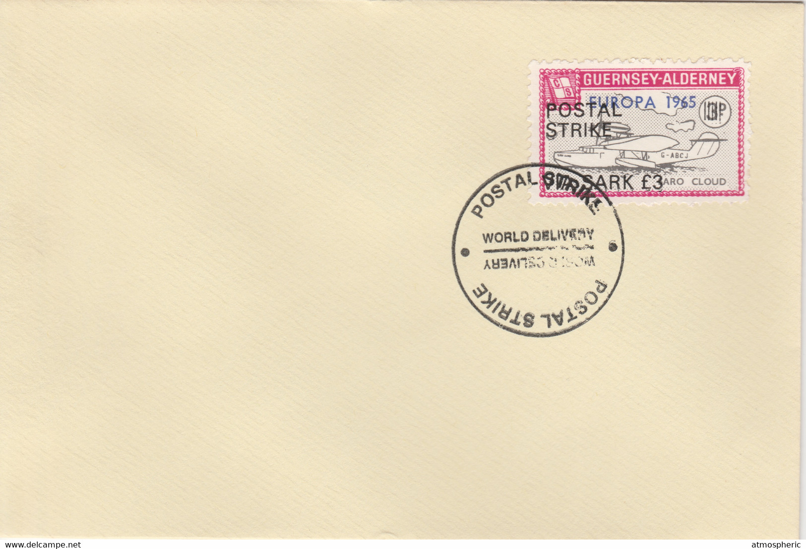 Guernsey - Alderney 1971 Postal Strike Cover To Sark Bearing Flying Boat Saro Cloud 3d Overprinted Europa 1965 - Non Classificati