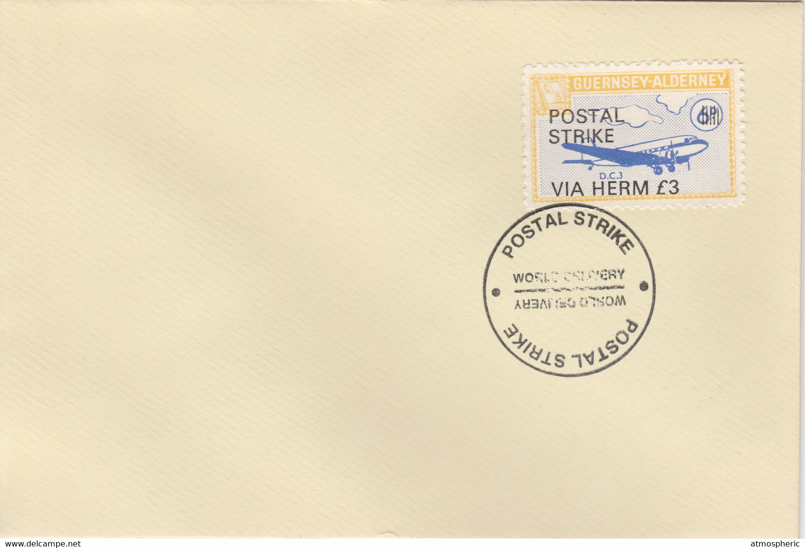 Guernsey - Alderney 1971 Postal Strike Cover To Herm Bearing 1967 DC-3 6d Overprinted 'POSTAL STRIKE VIA HERM £3' - Ohne Zuordnung