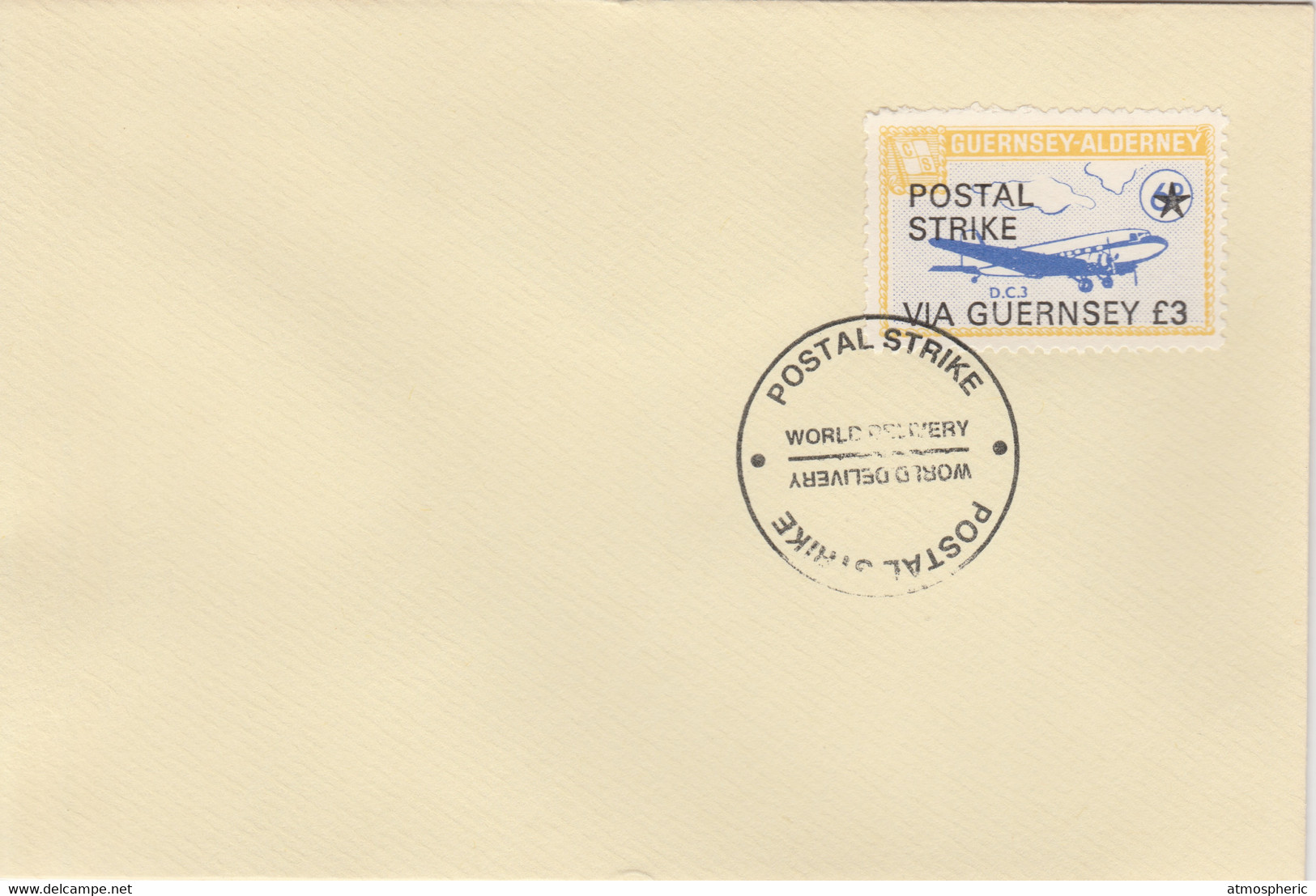 Guernsey - Alderney 1971 Postal Strike Cover To Guernsey Bearing 1967 DC-3 6d Overprinted 'POSTAL STRIKE VIA GUERNSEY £3 - Unclassified