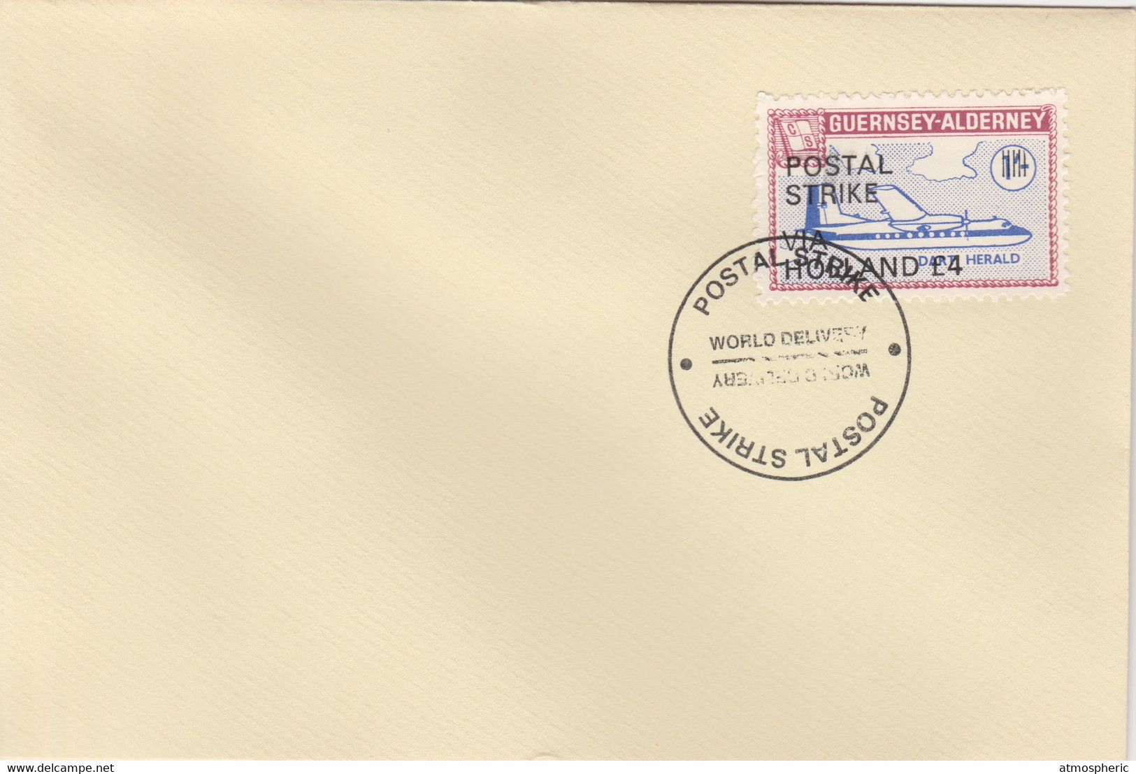 Guernsey - Alderney 1971 Postal Strike Cover To Holland Bearing 1967 Dart Herald 1s Overprinted 'POSTAL STRIKE VIA HOLLA - Unclassified