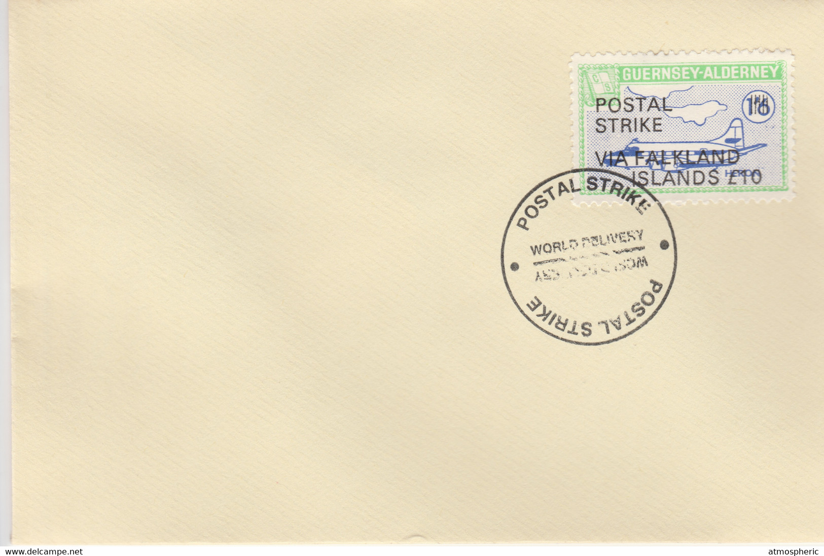 Guernsey - Alderney 1971 Postal Strike Cover To Falkland Islands Bearing 1967 Heron 1s6d Overprinted 'POSTAL STRIKE VIA - Non Classificati