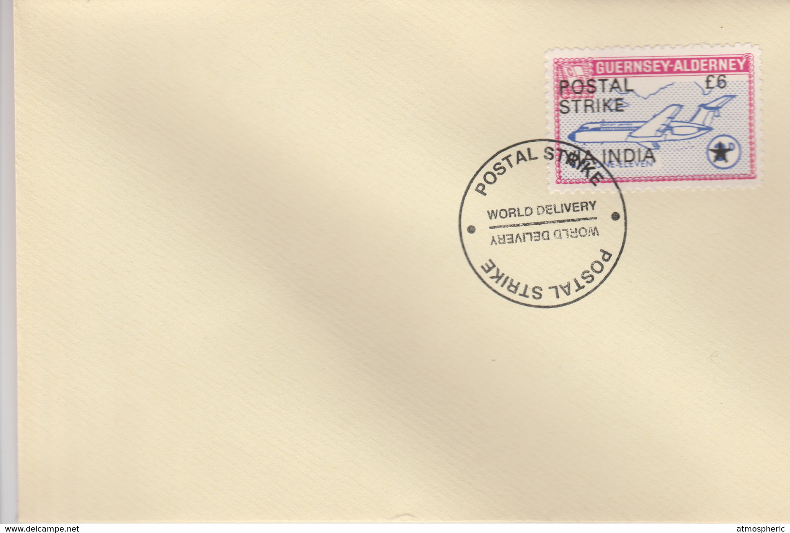 Guernsey - Alderney 1971 Postal Strike Cover To India Bearing 1967 BAC One-Eleven 3d Overprinted 'POSTAL STRIKE VIA INDI - Unclassified