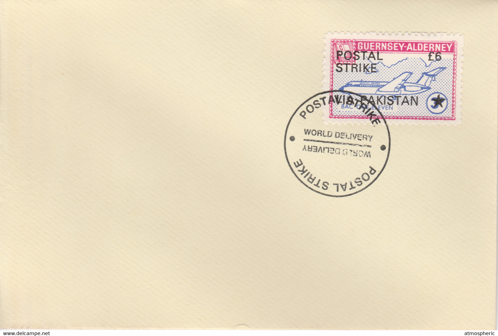 Guernsey - Alderney 1971 Postal Strike Cover To Pakistan Bearing 1967 BAC One-Eleven 3d Overprinted 'POSTAL STRIKE VIA P - Ohne Zuordnung