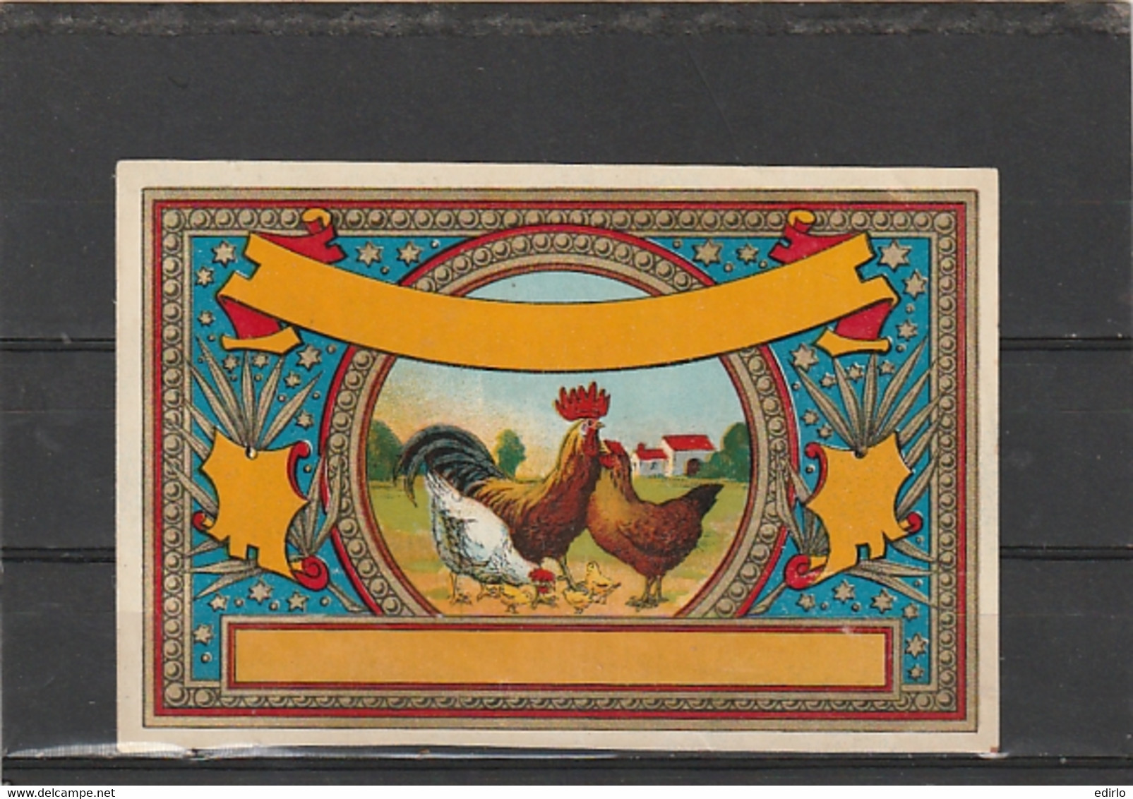 ***  ETIQUETTE *** 19 Eime - Chromo Litho Parafinée - 7x14cm   Perroquets - Oiseaux   - - Roosters