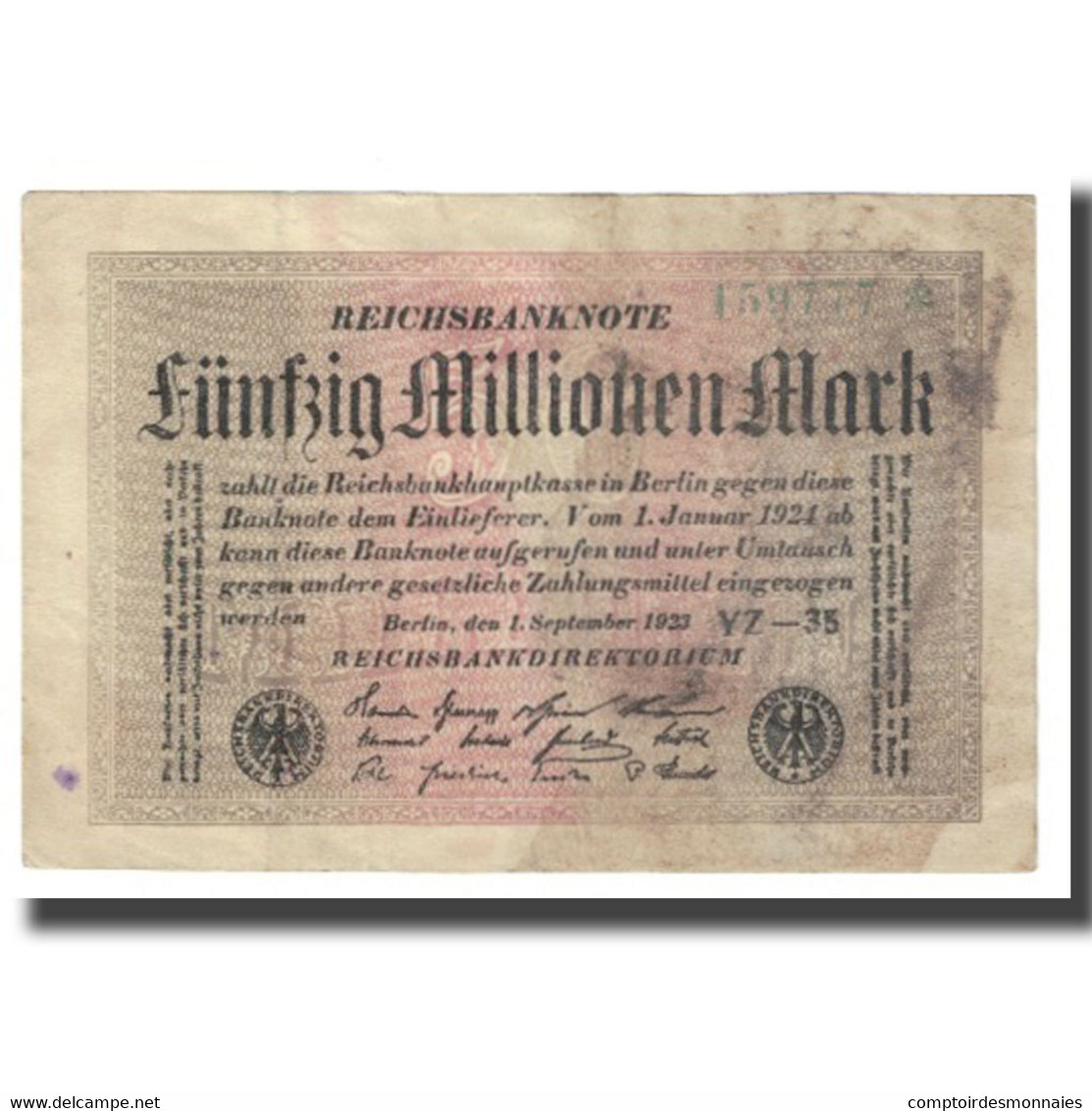 Billet, Allemagne, 50 Millionen Mark, 1923, 1923-09-01, KM:109b, TB - 50 Millionen Mark