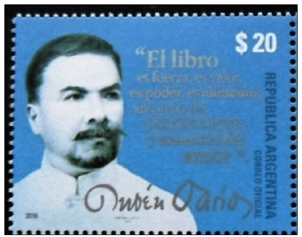 ! ARGENTINE / ARGENTINA: Writer / Ecrivain Ruben Dario (2016) MNH / Neufs *** - Unused Stamps