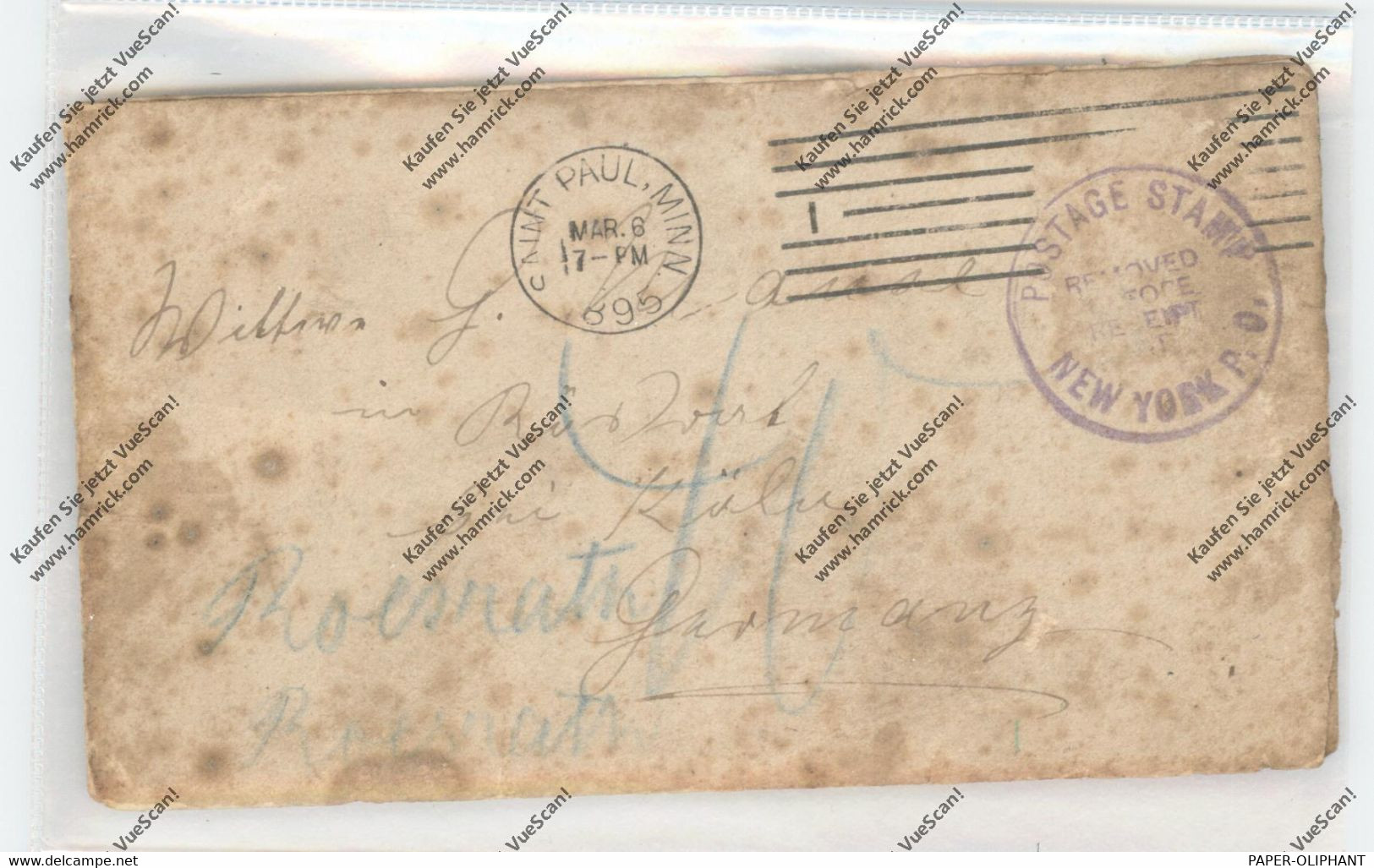 5303 BORNHEIM - ROISDORF, Postgeschichte, Nachgebühr - Brief Aus USA, 1895, Weitergeleitet Nach Rösrath, Mit Inhalt - Bornheim