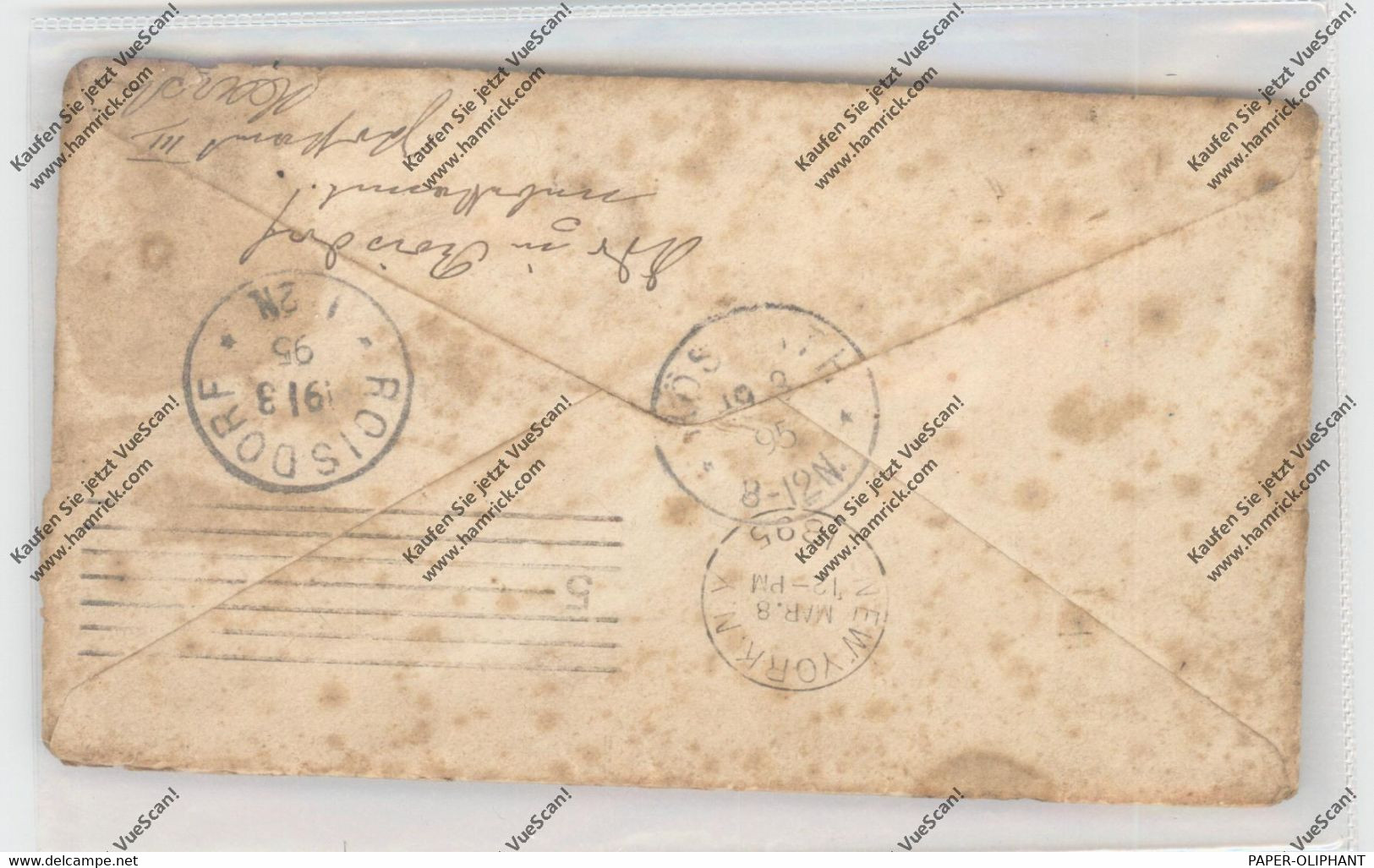 5303 BORNHEIM - ROISDORF, Postgeschichte, Nachgebühr - Brief Aus USA, 1895, Weitergeleitet Nach Rösrath, Mit Inhalt - Bornheim