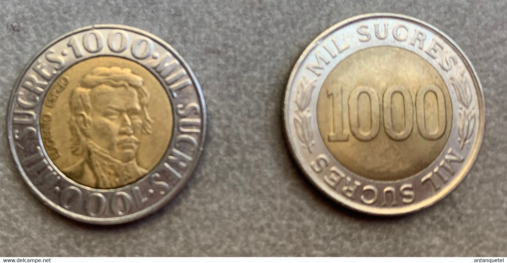 Lot De 2 Monnaies D'Equateur—Eugenio Espejo—1000 Sucres—1996 Et 1997—Bon état - Equateur