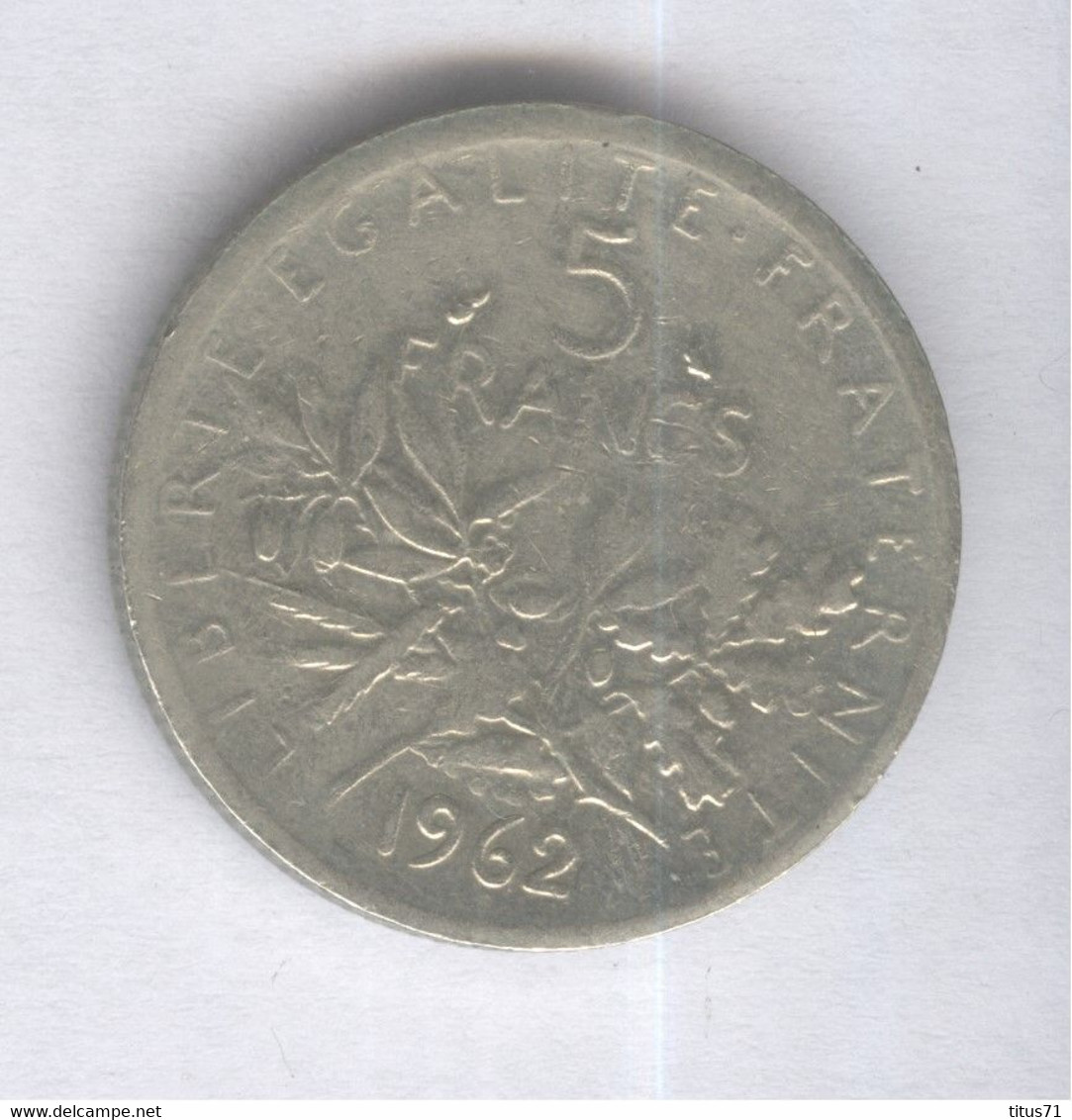 Fausse 5 Francs France 1962 - Tranche Striée - Exonumia - Errores Y Curiosidades