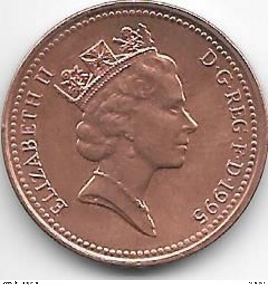 *great Britain 1 Penny 1995  Km 935a  Unc/ms63 - 1 Penny & 1 New Penny