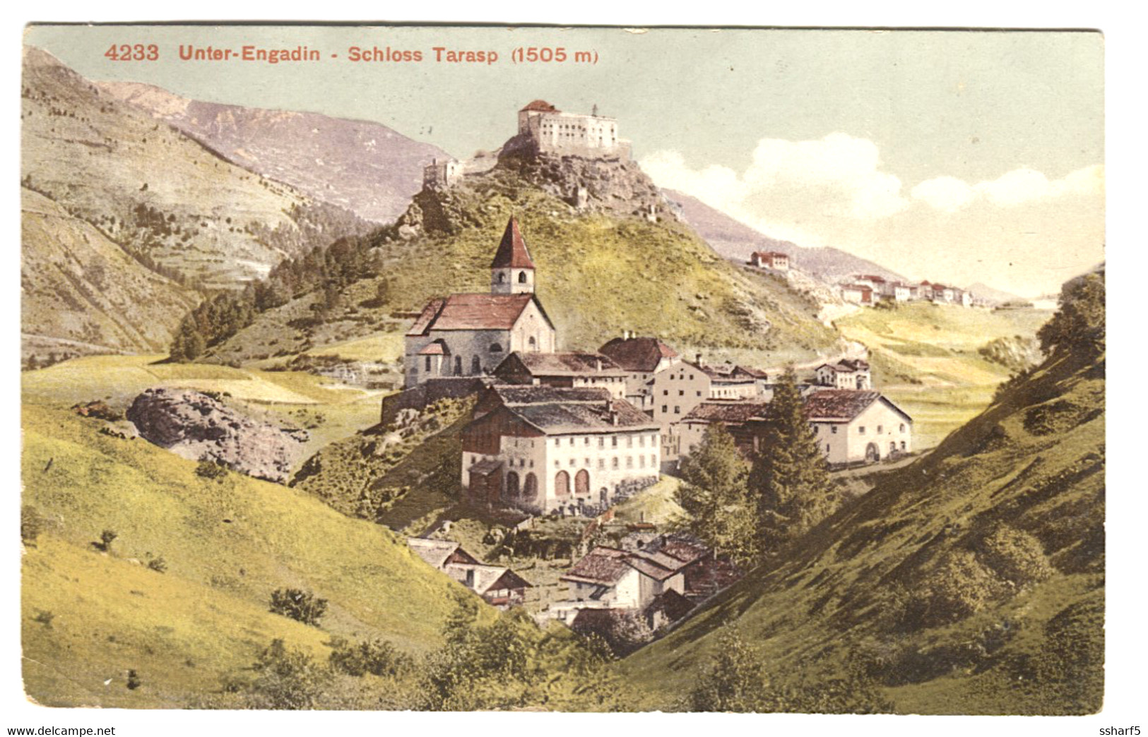 Schloss Tarasp Und Panorama (Unter-Engadin) Farblitho 1908 - Tarasp