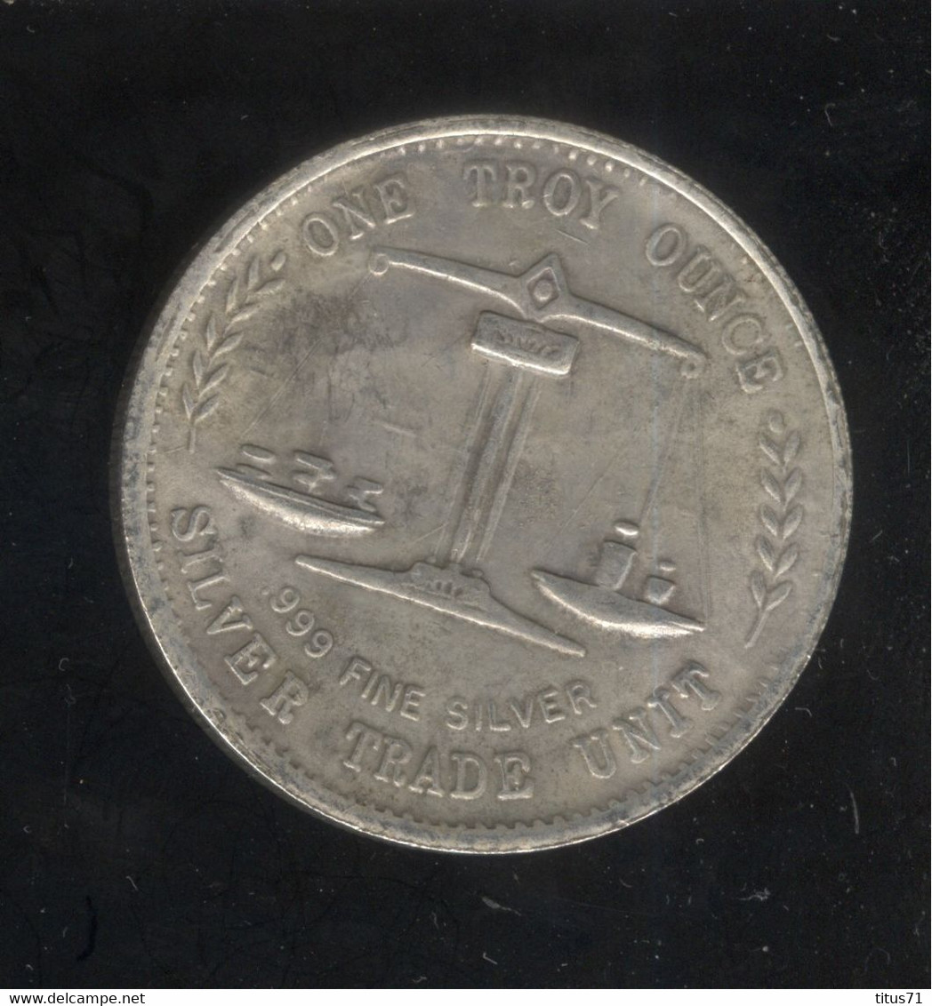 Fausse One Troy Once - Silver Trade Unit USA - Tranche Striée - Exonumia - Otros & Sin Clasificación