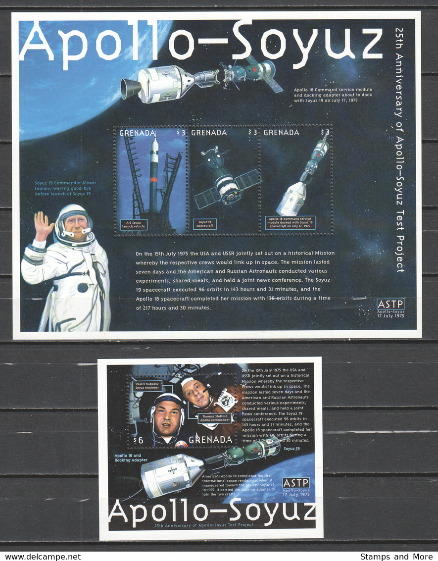 Grenada 2000 Kleinbogen Mi 4170-4172 + Block  554 MNH APOLLO SOYUZ - Amérique Du Nord