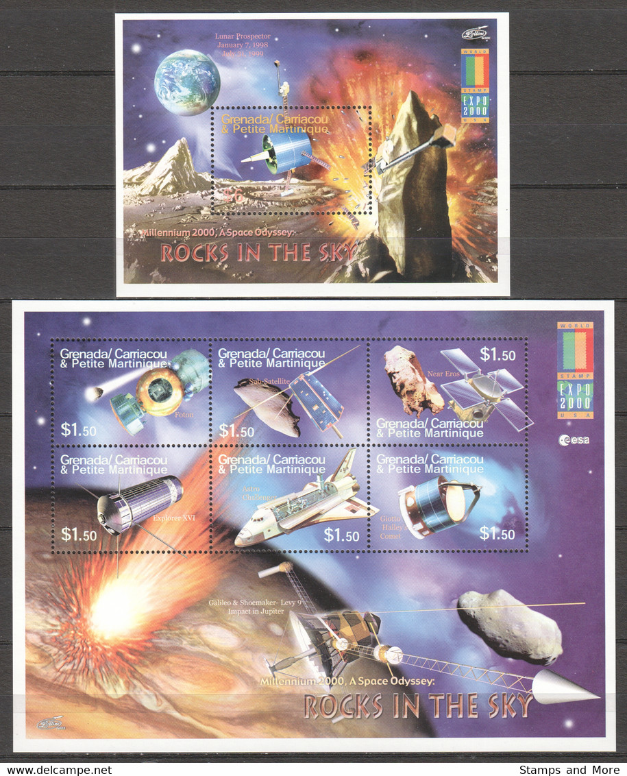 Grenada Grenadines 2000 Kleinbogen Mi 3197-3202 + Block 475 MNH MILENNIUM 2000 - A SPACE ODYSSEY - Amérique Du Nord