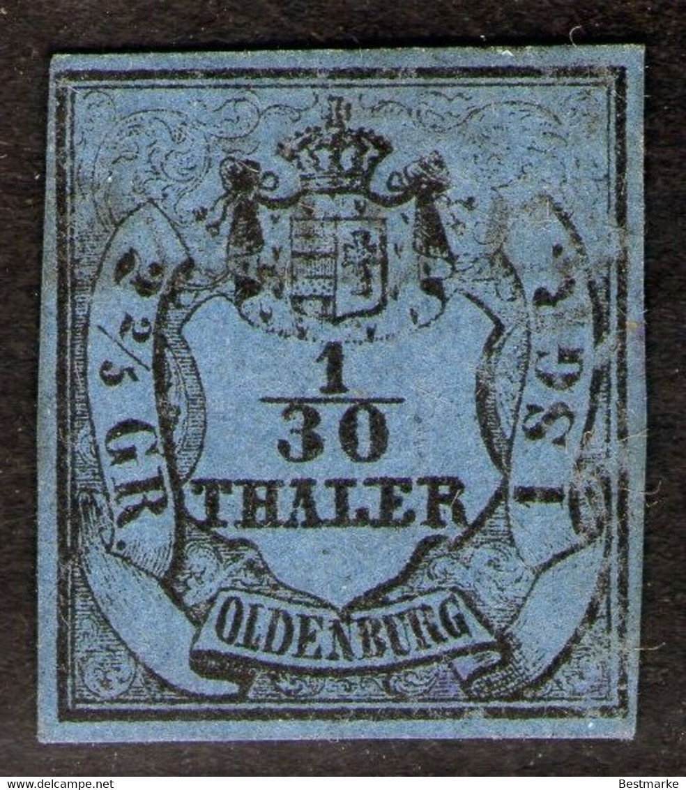 Einzeiler ABBEHAUSEN In Schwarz Auf 1/10 Thaler Blau - Oldenburg Nr. 2 III - Signiert Thier - Oldenburg