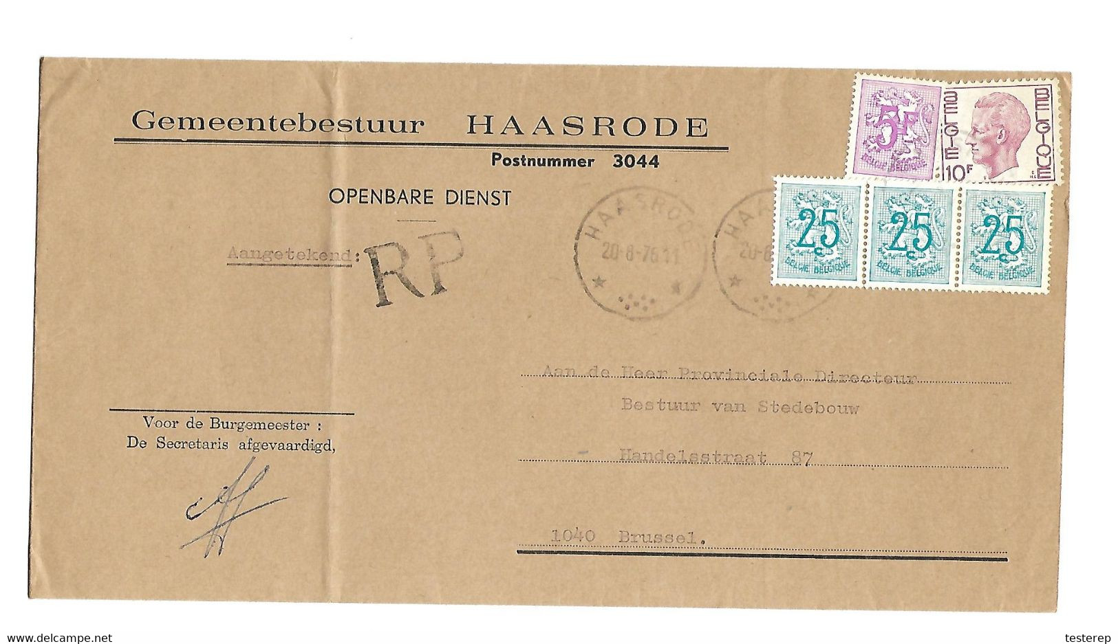 Sterstempel / Cachet Etoile  *  HAASRODE * 20.8.1976  RP Gemeentebestuur - Autres & Non Classés