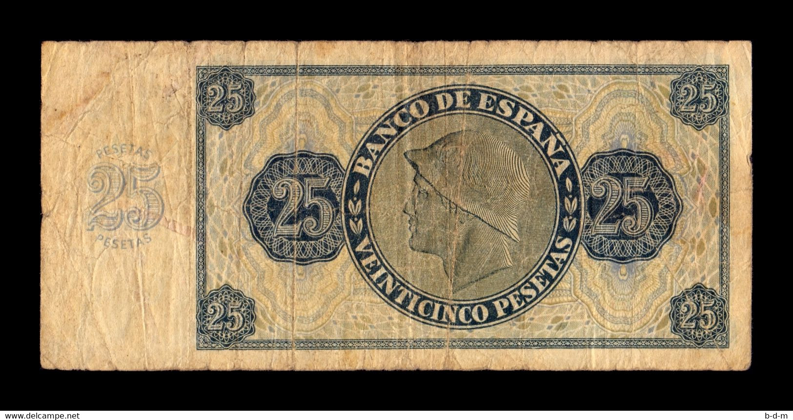 España Spain 25 Pesetas Burgos 1936 Pick 99 Serie Q BC F - 25 Pesetas