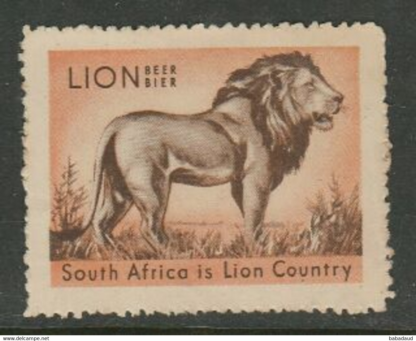 South Africa Is Lion Country - Lion Beer, Promotional Label, Mid 1950s - Cinderellas