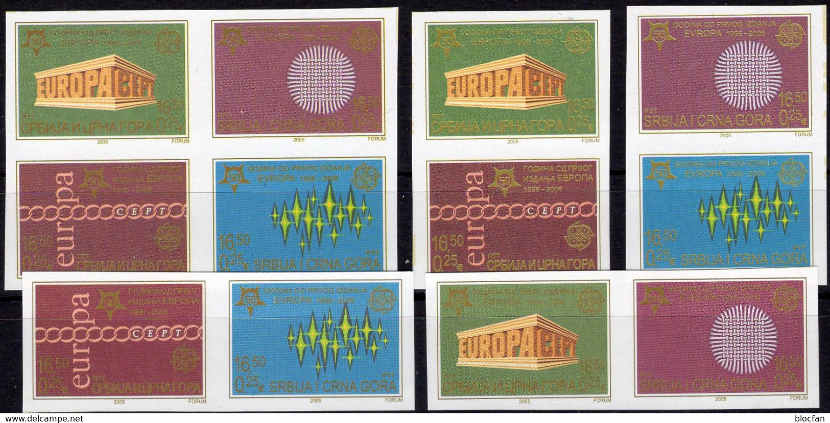 CEPT 2006 Serbia 4ZD+4-Block B ** 45€ Stamps On Stamp YU1361 1380 1417 1457 Bloc Hoja Bloque Ms Se-tenant Bf EUROPA - Collections, Lots & Séries