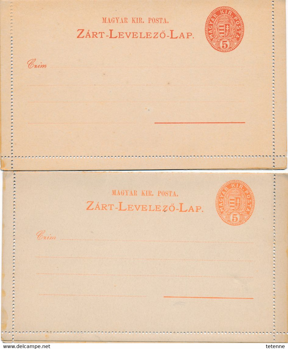 2 CARTES Hongrie - Entier   Entier Postal De HONGRIE   MAGYAR KIR POSTA ZART LEVELEZO LAP - Unused Stamps
