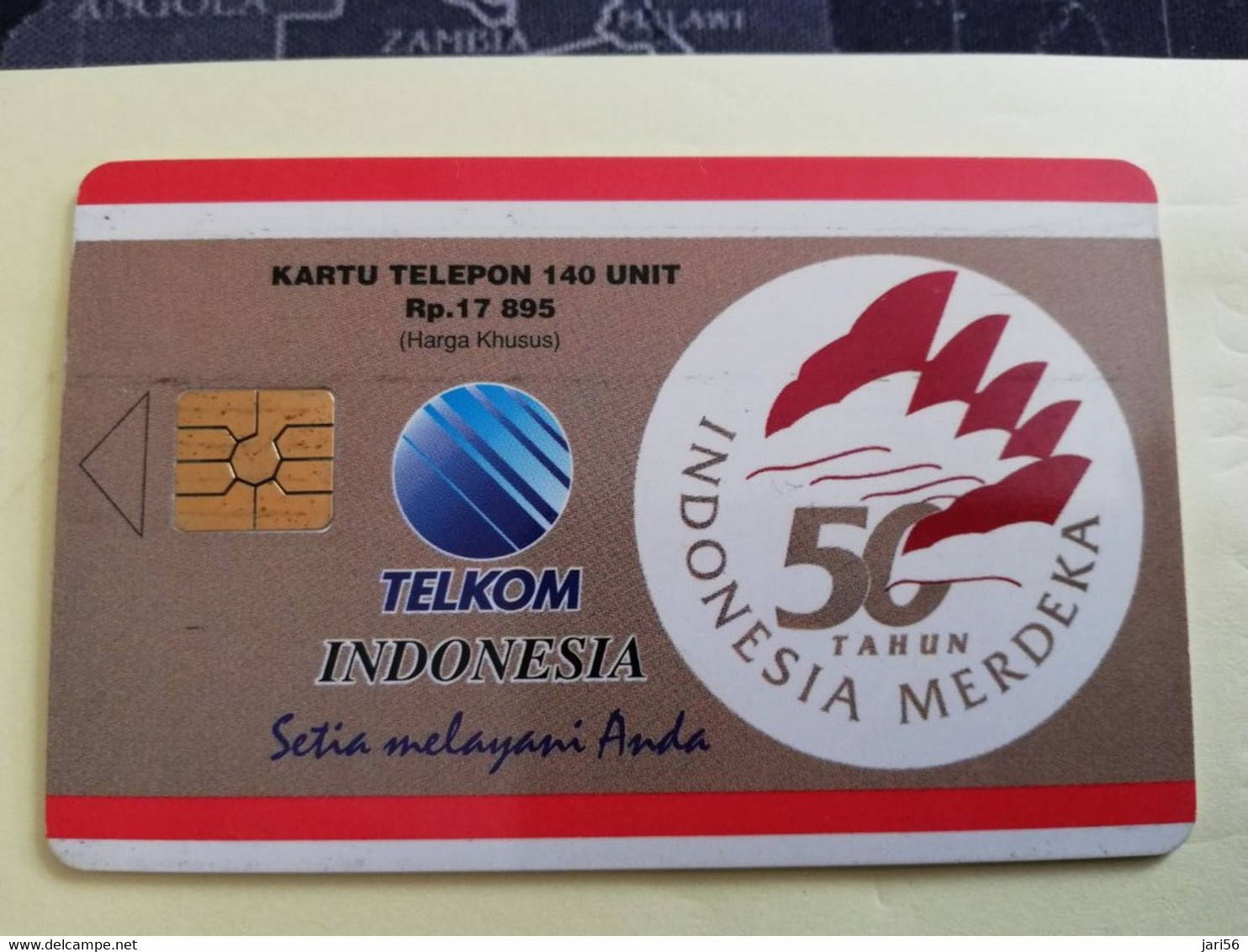 INDONESIA CHIPCARD 140 UNITS INDONESIA MERDEKA 50 TAHUN         Fine Used Card   **3492 ** - Indonésie