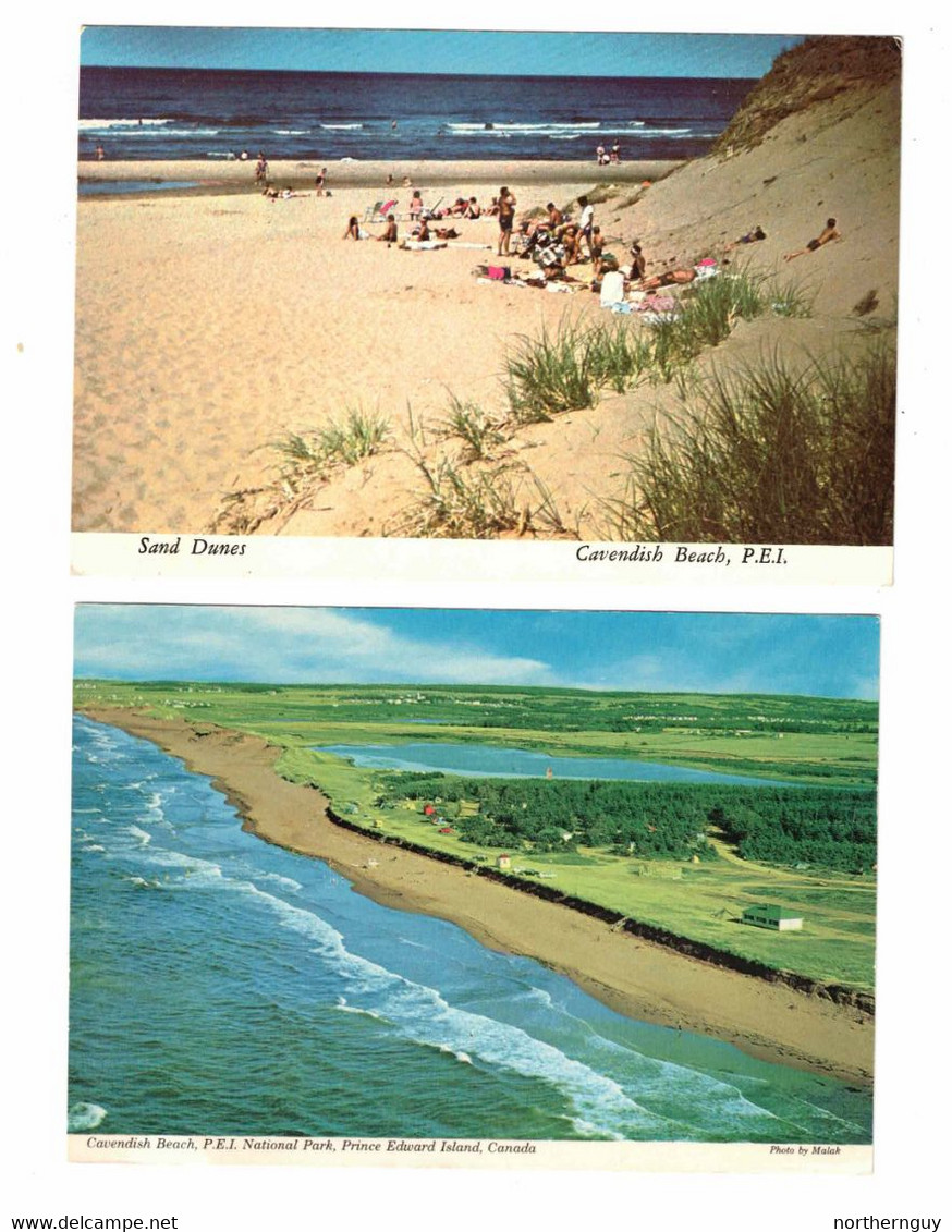 2 Different CAVENDISH BEACH, Prince Edward Island, Canada, Old 4X6 Chrome Postcards - Altri & Non Classificati