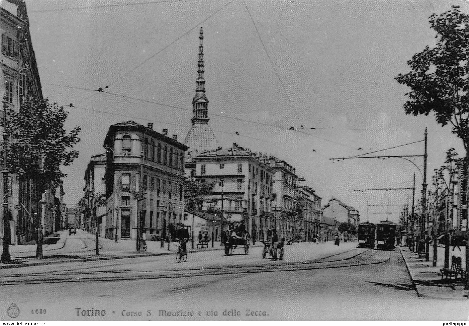 011357 "TORINO-C.SO S MAURIZIO E VIA DELLA ZECCA" ANIMATA, TRAMVAY, CARROZZE,CAVALLI. PROVA DI STAMPA '70. CART NON SPED - Mole Antonelliana