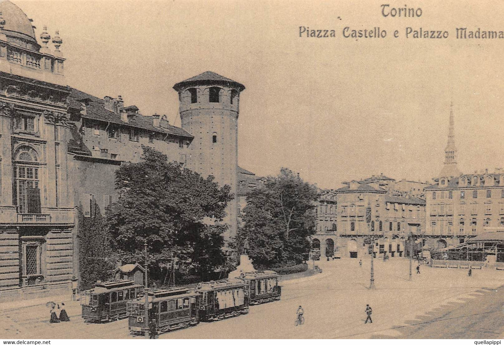 011359 "TORINO-PZA CASTELLO E PALAZZO MADAMA" ANIMATA, TRAMWAY. PROVA DI STAMPA '70. CART NON SPED - Palazzo Madama