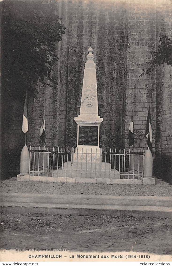 Thème: Monuments Aux Morts  Ou Lanterne Des Morts Ou Combattants 1870  :  Champmillon  16      (voir Scan) - Monumenten